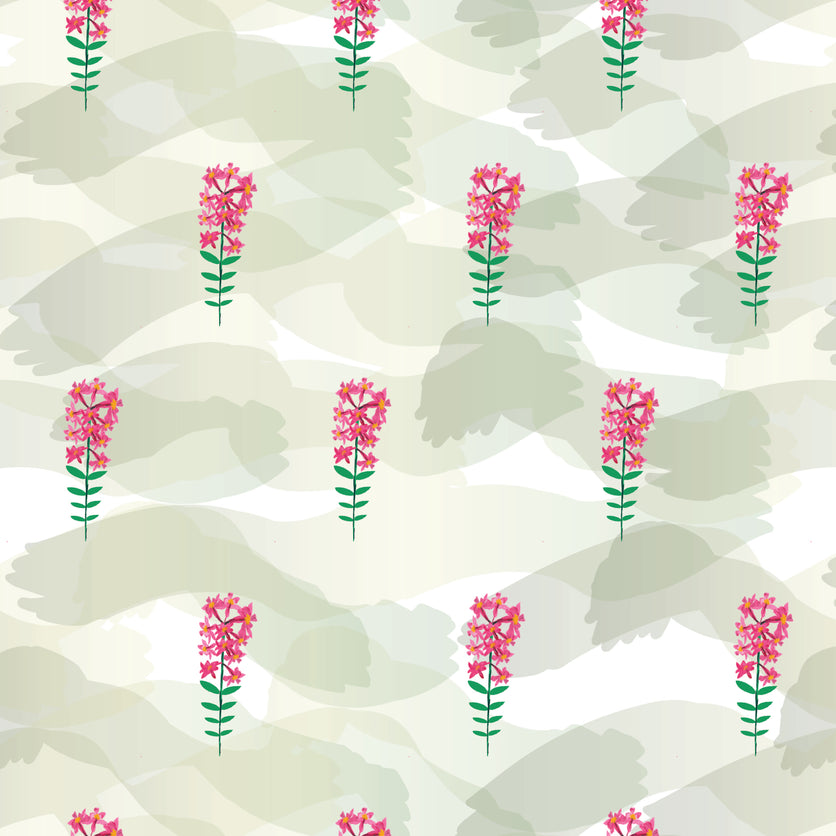 Wild Orchid Wallpaper and fabric - Greens