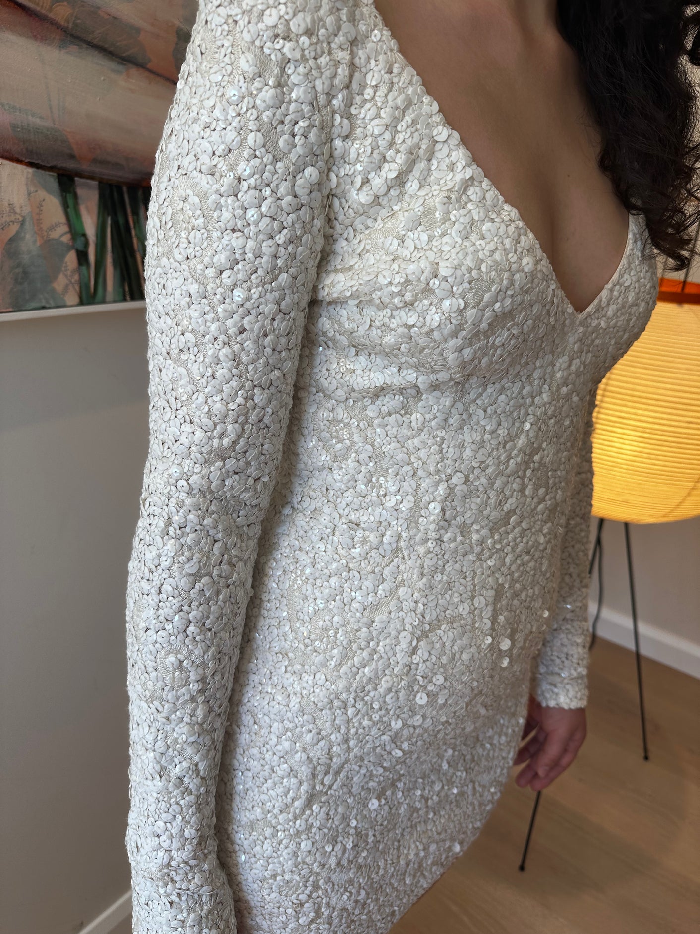 Past Perfect - Alison Davis Colletion - white sequence evening dress Size 8