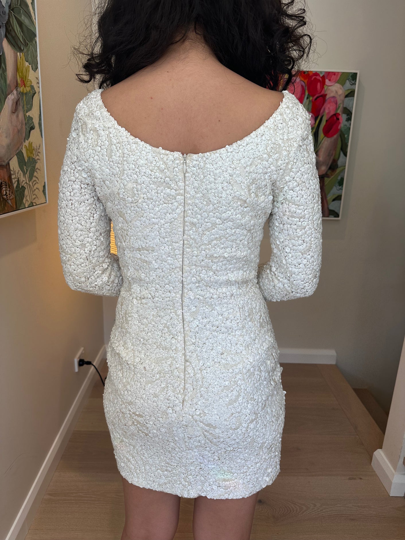 Past Perfect - Alison Davis Colletion - white sequence evening dress Size 8