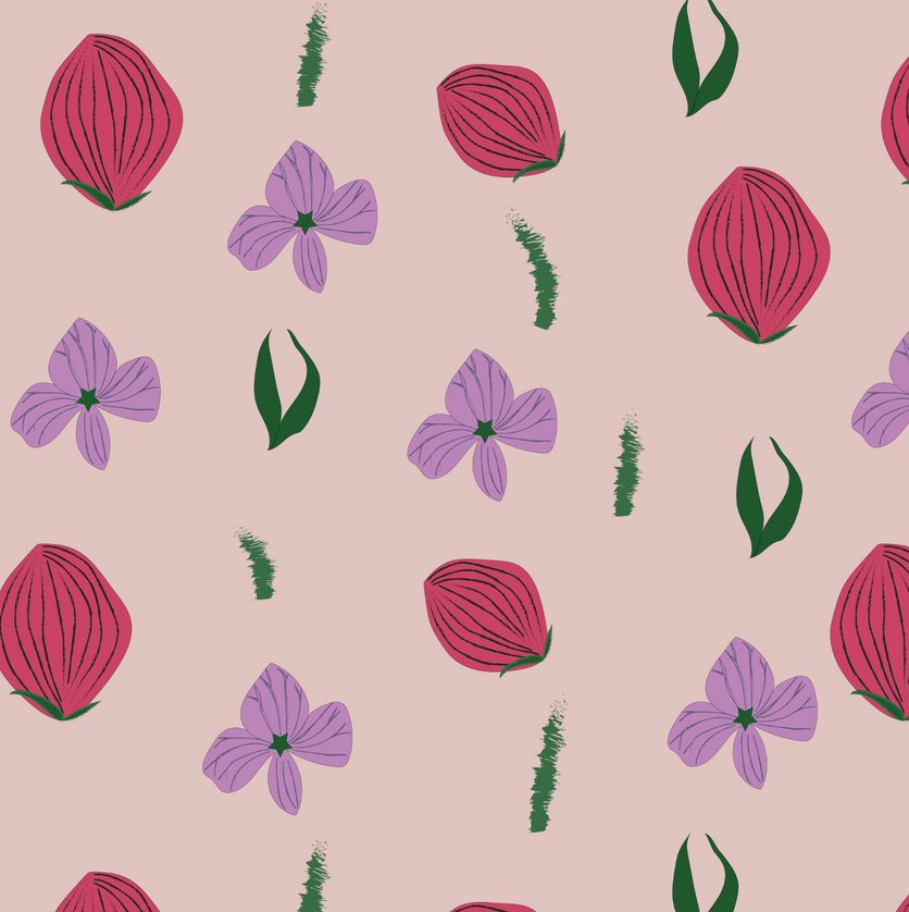 Anemone & Germander Wallpaper & Fabric – Pink