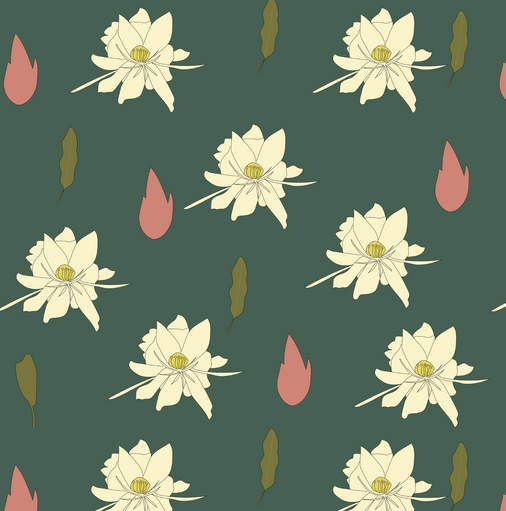 Queen of the Night Wallpaper & Fabric - Green