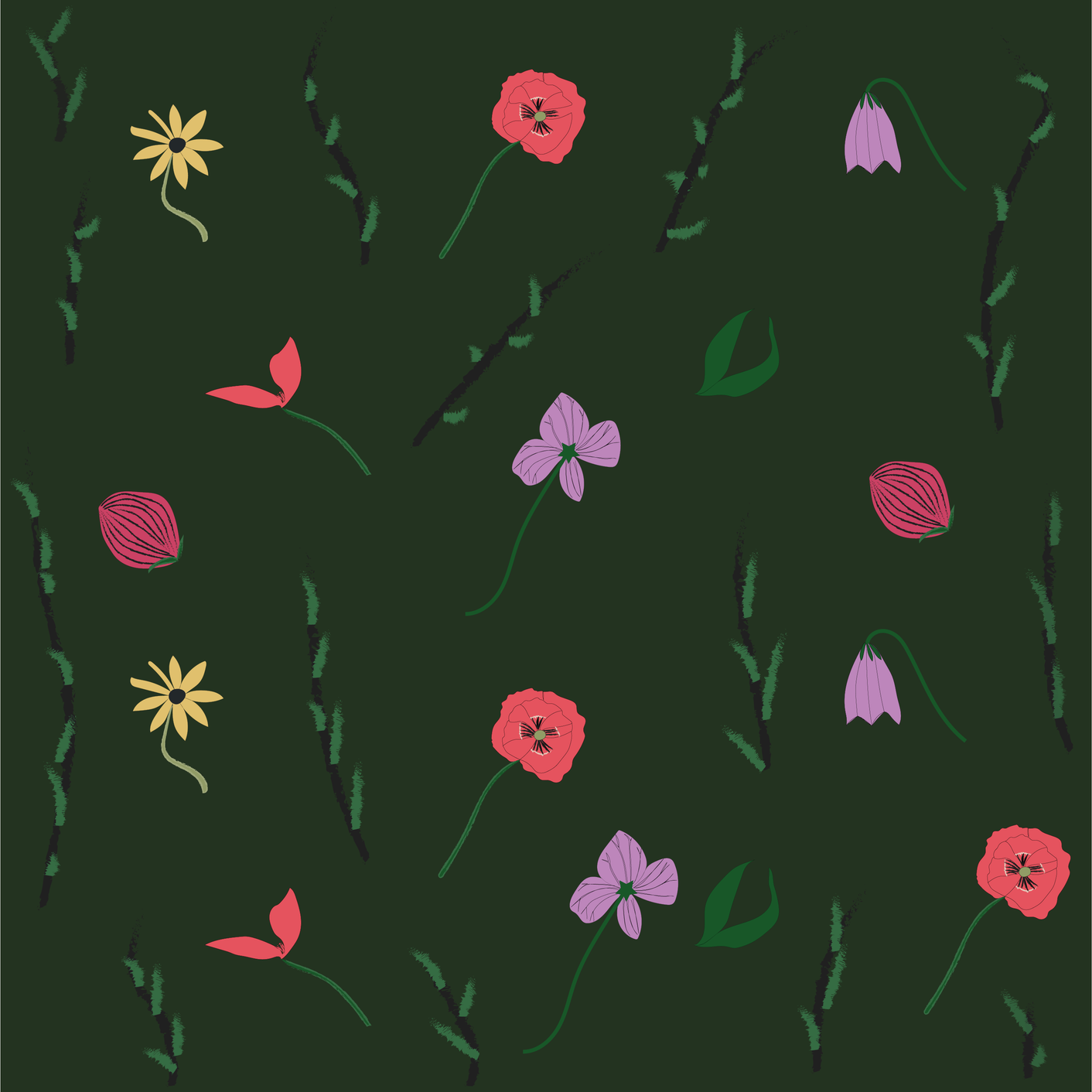 Wild Flowers Rug -  Green